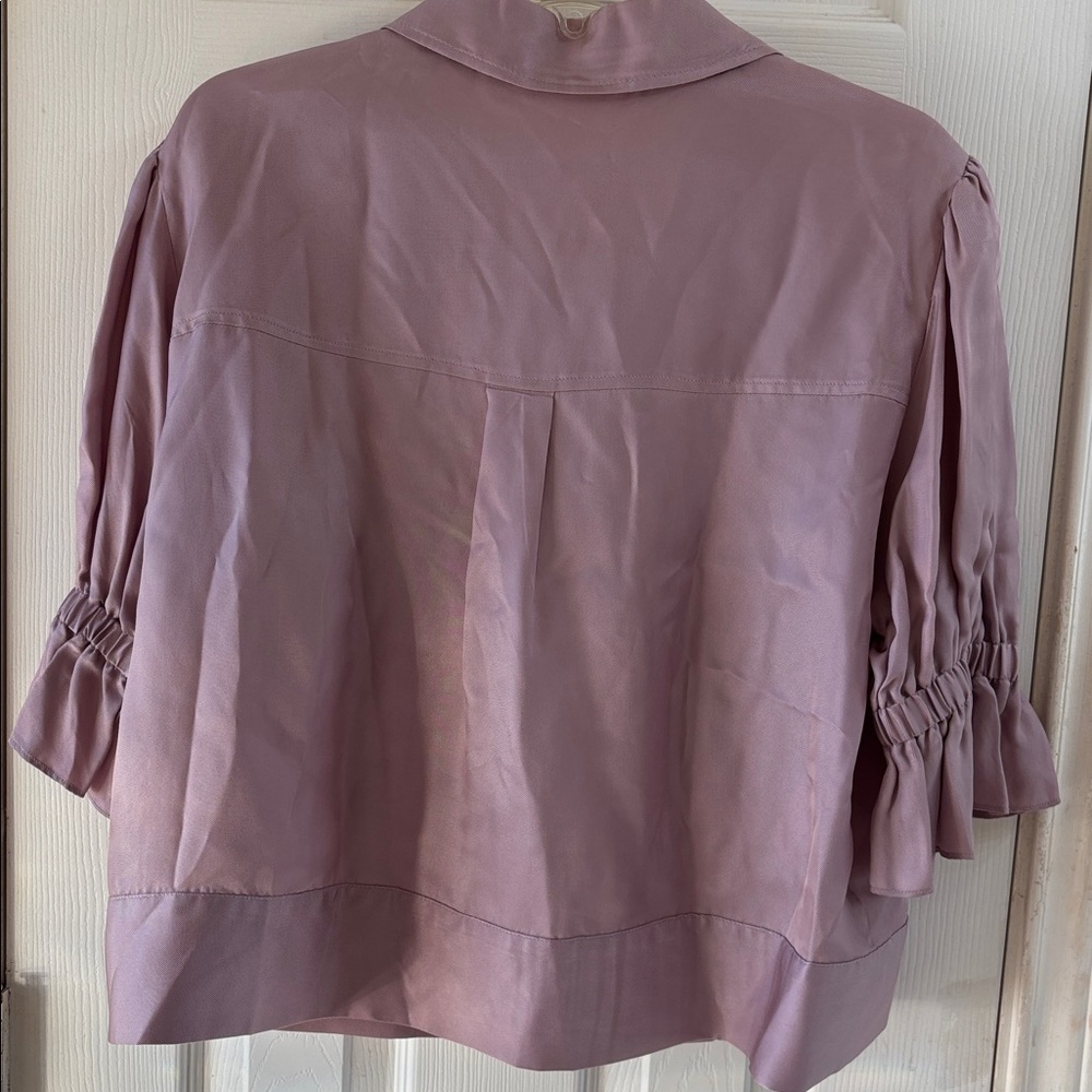 Cinq à Sept Pink Top Holly Satin shirt/jacket. NWOT - Picture 4 of 8